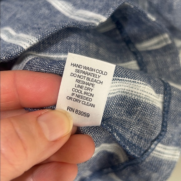 DREW Blue Linen Blend Striped Blazer Jacket Size Medium - Picture 12 of 16